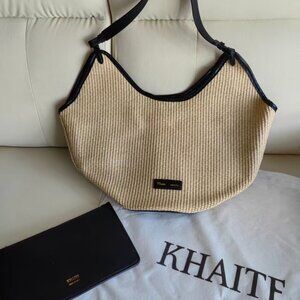 Khaite Straw & Leather Hobo Bag w/ Pouch - Italian Craftsmanship, Chic Summer Es